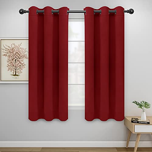 Image of Easy-Going Blackout Curtains for Bedroom, Solid Thermal Insulated Grommet and Noise Reduction Window Drapes, Room Darkening Curtains for Living Room, 2 Panels(42x63 in, Christmas Red)