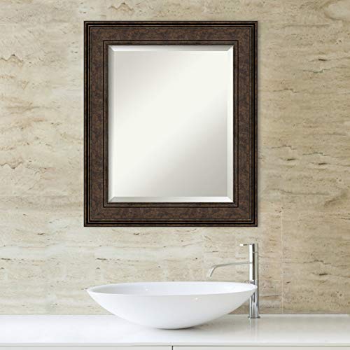 Image of Framed Vanity Mirror | Bathroom Mirrors for Wall | Ridge Bronze Mirror | Wall Mounted Mirror | Small Mirror | 25.50 x 21.50