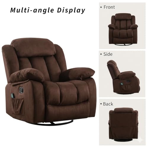 Image of Amazon Brand - Solimo Stark | Single Seater Sofa Recliner | Rocking, Revolving and Recline Manual Recliner (Velvet Brown) | 1 Year Warranty