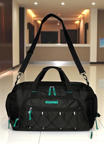 Image of 50L Duffel Travel Bag with Multiple Pockets | Ideal for Gym & Outdoor Trips (Black & Blue)