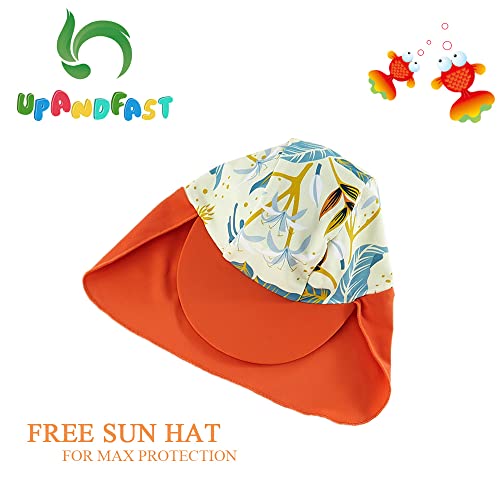 image for upandfast Baby/Toddler Girl One Piece Zip Sunsuits with Sun Hat UPF 50