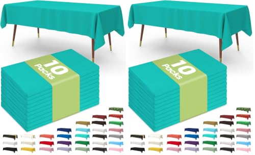 Image of Pureegg Plastic Table Cloth Disposable 54x108 Inch 20 Pack, Teal