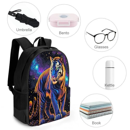 Supdreamc Rucksack Anti-Theft Multipurpose Big Capacity Carry On Bag - Beautiful Wild Animal Tiger Abstract Art Traveling & Camping Backpack With Side Pockets4