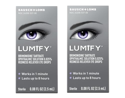 LUMIFY Redness Reliever Eye Drops, for Whiter & Brighter Looking Eyes, 0.08 Fl Oz ((Pack of 2))