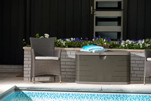 Rubbermaid Medium Resin Outdoor Storage Deck Box (73 Gal), Weather Resistant, Brown, Deck Organization for Home/Backyard/Pool Chemicals/Toys/Garden Tools/Porch/Patio Cushions - image 8