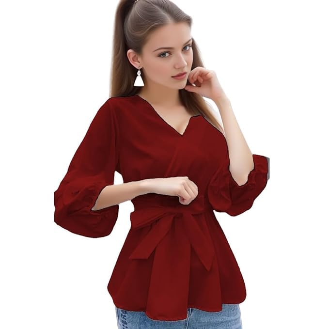 Stylish V Neck Type Tops Self Design Women Top Solid Crop Top for Jeans. Stylish V Neck Type Tops Self Design Women Top Solid Crop Top for Jeans.