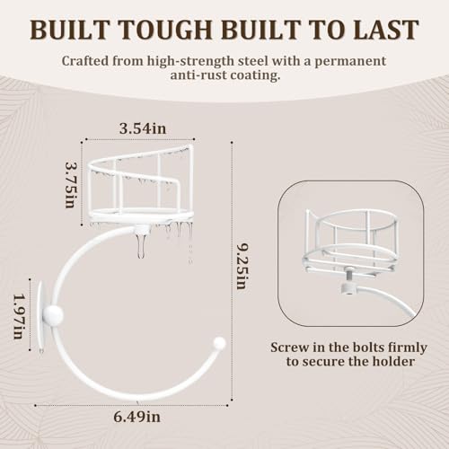 Simple Hand Towel Holder with Candle Holder for Wall, Metal Towel Hook for Bathroom Wall, Rustic Towel Ring, Sturdy Wall Mounted Hanger for Bathroom, Kitchen, Entryway (White)