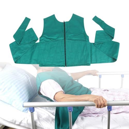 BOYUDZLTD Elderly Fall Prevention Vest with Safety Straps - Zipper Cotton Smock for Seniors, Anti-Slip Restraint Garment for Wheelchair & Bed Safety, Comfortable Dementia Care Wear (Small)