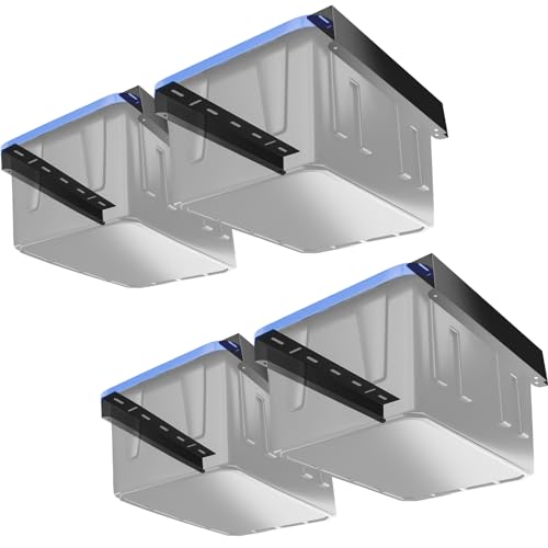 Tandefio 4 Sets Overhead Garage Storage Rack Ceiling Racks, Bin Organization System for 4 Bins,heavy Duty Metal Rack Ceiling Garage Storage Bracket Organization for Supports Most Bins Container, Black