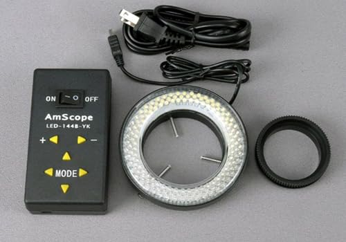 Image of AmScope LED-144A 144-LED Lighting-Direction-Adjustable Microscope Ring Light with Adapter for Stereo Microscopes