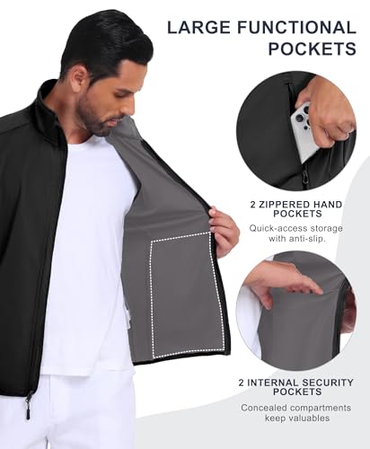 Image of Little Donkey Andy Men's Water-resistant Outerwear Vests, Stretch Windproof Vest for Cycling, Running, Golf