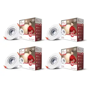 Murphy 7W IRIS LED Spot Round Panel Conceal Box Down Light(Pack of 4, Warm White)