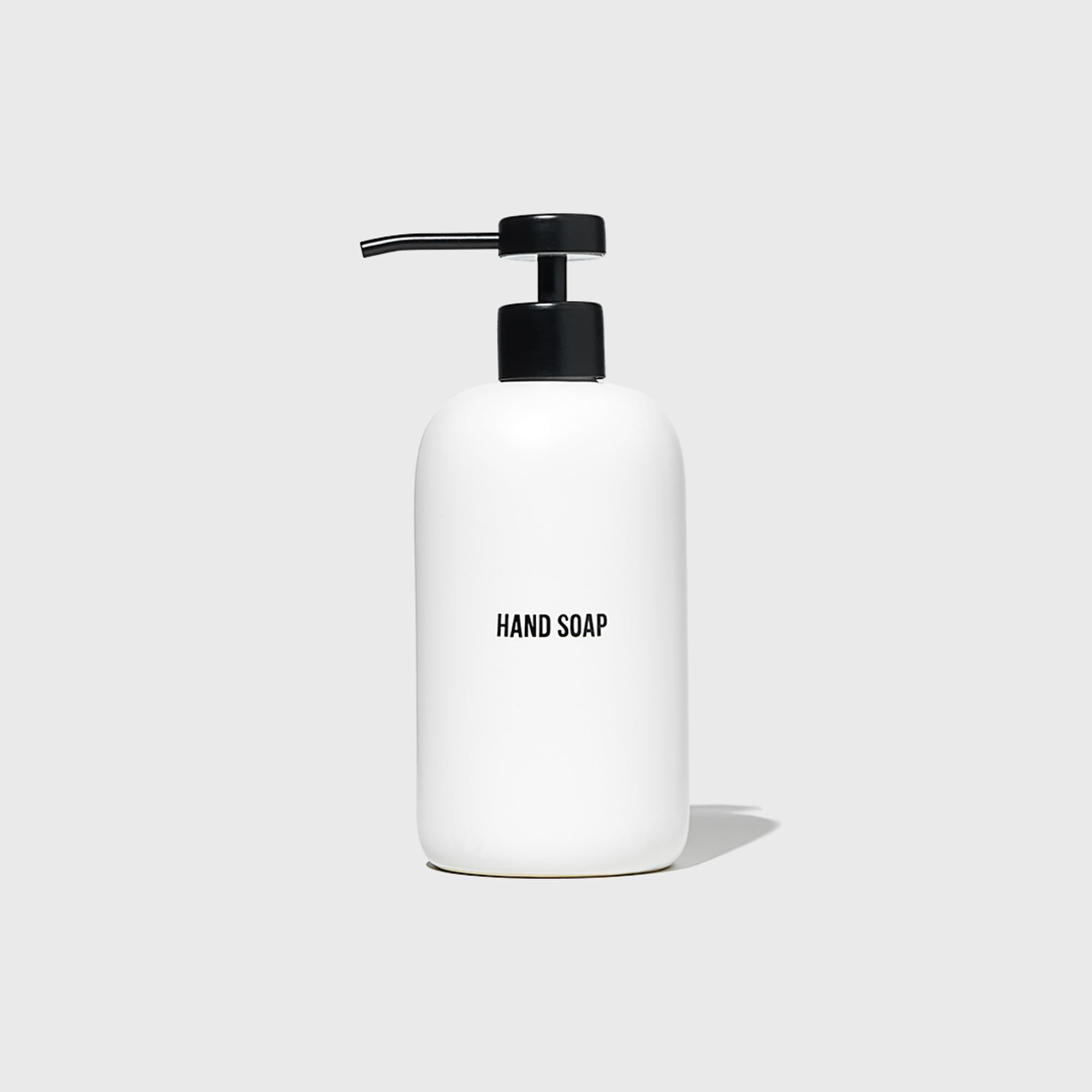 Public Goods Ceramic Hand Soap Dispenser Pump for Bathroom and Kitchen | Liquid Hand Soap Refill Bottle | Made Stoneware and Black Stainless Steel | 16 Oz Dispenser