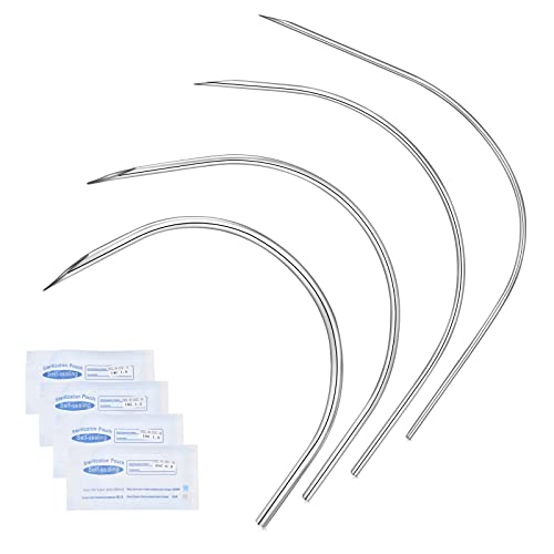 DJCIW Mixed 14G 16G 18G 20G Curved Piercing Needles, Stainless Steel Disposable Precision Sterilized for Ear Tragus Helix Nose Belly Eyebrow Labret Piercing