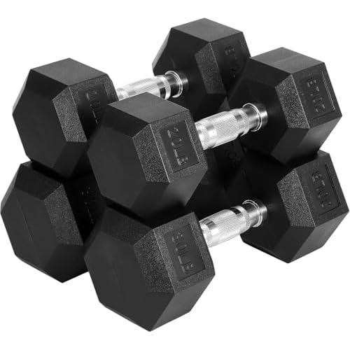 Hex Dumbbells Set for Home Gym β PVC/PEV Coated, Anti-Roll Design, Non-Slip Grip, Cast Iron Core β Versatile Strength Training Weights, 100LB Total (25LBΓ2+30LBΓ2)
