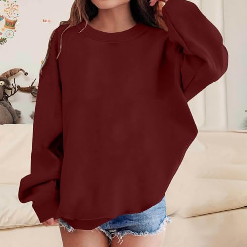 2025 Girl Fleece Lined Sweatshirt Long Sleeve High Elastic Top Crew Neck Warm Pullover Chunky Winter Fall Sweatshirts4