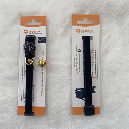 Image of Safety Quick Release Cat Collars,Double Velvet with Bell Available in a Range Colors ,Perfect for Your Kitty, Adjustable 20-30 cm (20-30cm, Black)