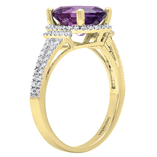 Dazzlingrock Collection 10x8mm Oval Gemstone & Round White Diamond Split Shank Halo Engagement Ring for Women in 14K Solid Gold2