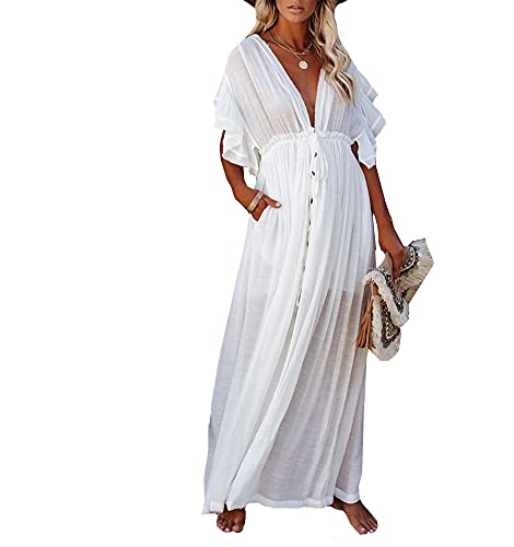 FSMO Damen Sommer Kimono Cardigan Rückenfrei...