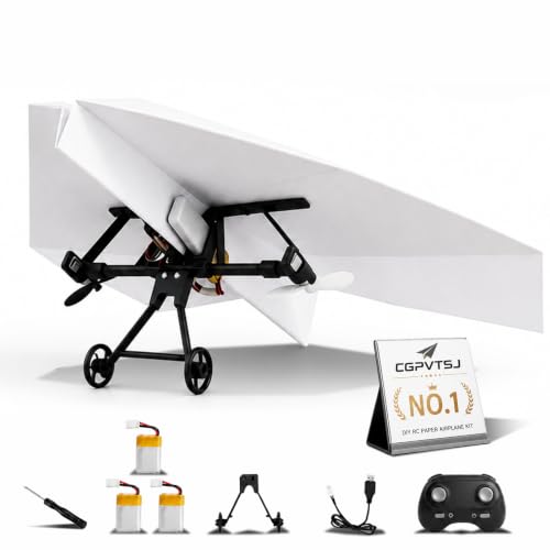 Image of Paper Airplane Kit DIY Rc Plane Micro to Build for Adults Remote Control Power Motor Aircraft with Propeller Electric Flying Motorized Module Easy to Fly Powered Small Flying Controller(Three battery)