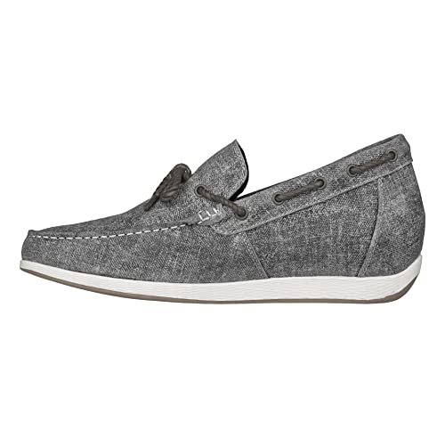 CALTO Men's Invisible Height Increasing Elevator Shoes - Grey Denim Slip-on Lightweight Casual Loafers - 2.4 Inches Taller - S1101 - Size 10 D(M) US3