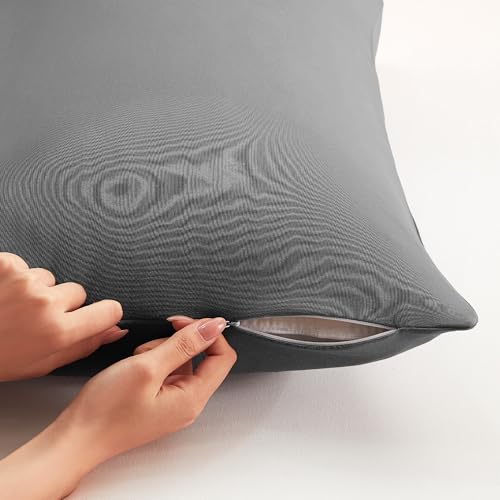 Sonive Kissenbezug 40x40, Kopfkissenbezug 40x40cm 2er Set, Atmungsaktive Kissenbezüge, 100% Mikrofaser Resistent und Hypoallergen Kissenhülle, Grau