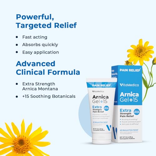 Image of VitaMedica Arnica Gel Plus 15 Healing Plant Compounds, Extra Strength Formula for Bruising, All-Natural Plant-Based Topical Gel, 4-Pack