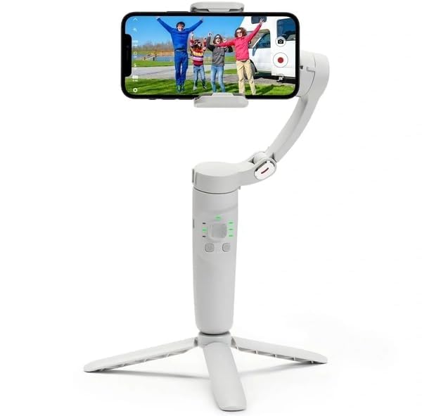 Invicto 3-Axis Gray Smartphone Gimbal - Wide Angle Handheld Vlogging Stabilizer - 4 Creative Operation Modes for Android & iOS - Seamless Videography-image-2