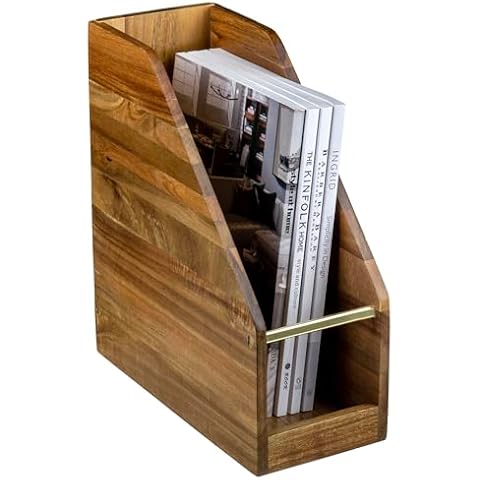 MyGift Acacia Wood Magazine Holder Cover