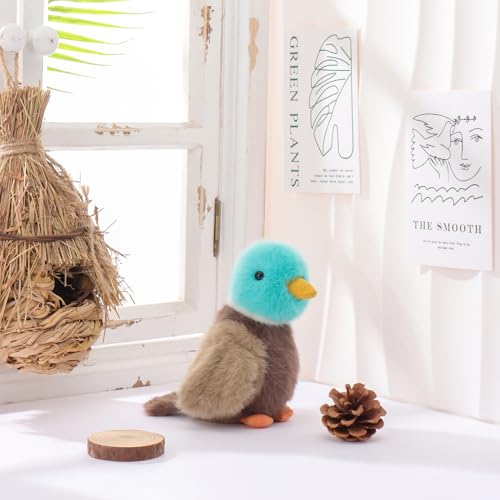 Apricot Lamb Stockente Vogel Plüschtiere für Kinder, weiche niedliche Kuscheltier für Baby Mädchen und Jungen, Flauschige Grüne Ente Grün 13 cm