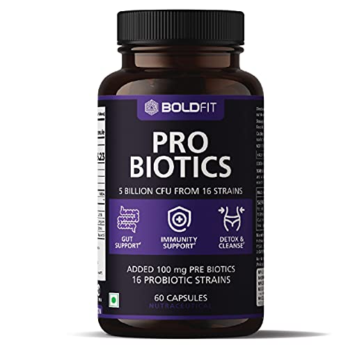 Boldfit Probiotics Supplement 5 Billion CFU For Men & Women, 16 Strains with Prebiotics. Probiotics Capsules For Gut Support, Digestion, Immunity Support, Detox & Cleanse – 60 Vegetarian Capsules, White (Biotics5Bn60) Boldfit Probiotics Supplement 5 Billion CFU For Men & Women, 16 Strains with Prebiotics. Probiotics Capsules For Gut Support, Digestion, Immunity Support, Detox & Cleanse – 60 Vegetarian Capsules, White (Biotics5Bn60)