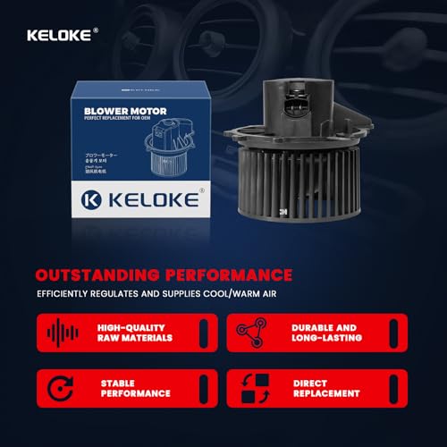 Image of KELOKE Front HVAC Heater Blower Motor Fan Compatible with Ford F-150 Heritage, F-150, F-250, Expedition & Lincoln Navigator Blackwood, 1997-2004, Replace# 700027 XL7Z19805EA