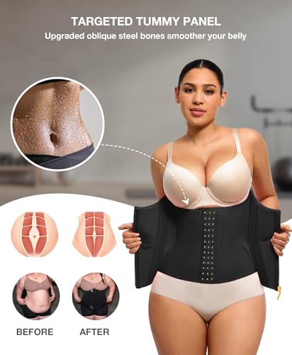 Lover-Beauty Waist Trainer for Women Tummy Control Workout Waist Cincher Corset Shapewear Body Shaper Zipper and Hooks3