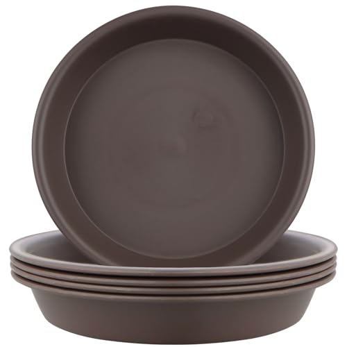 LIKOSO Blumentopf Untersetzer 30cm, Blumenuntersetzer, Braun Kunststoff Tropfschalen Untersetzer für Pflanzkübel für Indoor Outdoor Pflanzen 5er-Set