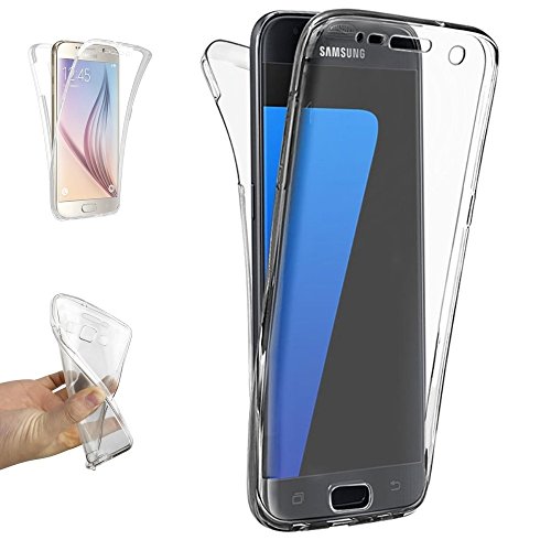 REY Funda Carcasa Gel Transparente Doble 360º para Samsung Galaxy S7, Ultra Fina 0,33mm, Silicona TPU de Alta Resistencia y Flexibilidad