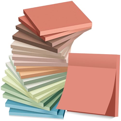 Paquete de 18 notas adhesivas de 3 x 3, colores vintage, almohadillas adhesivas, adhesivo fuerte, reciclables, almohadillas autoadhesivas, fáciles de publicar para el hogar, oficina, cuaderno