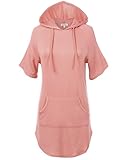 Luna Flower Women's French Terry Kangaroo Pocket Hooded Tunic Tops