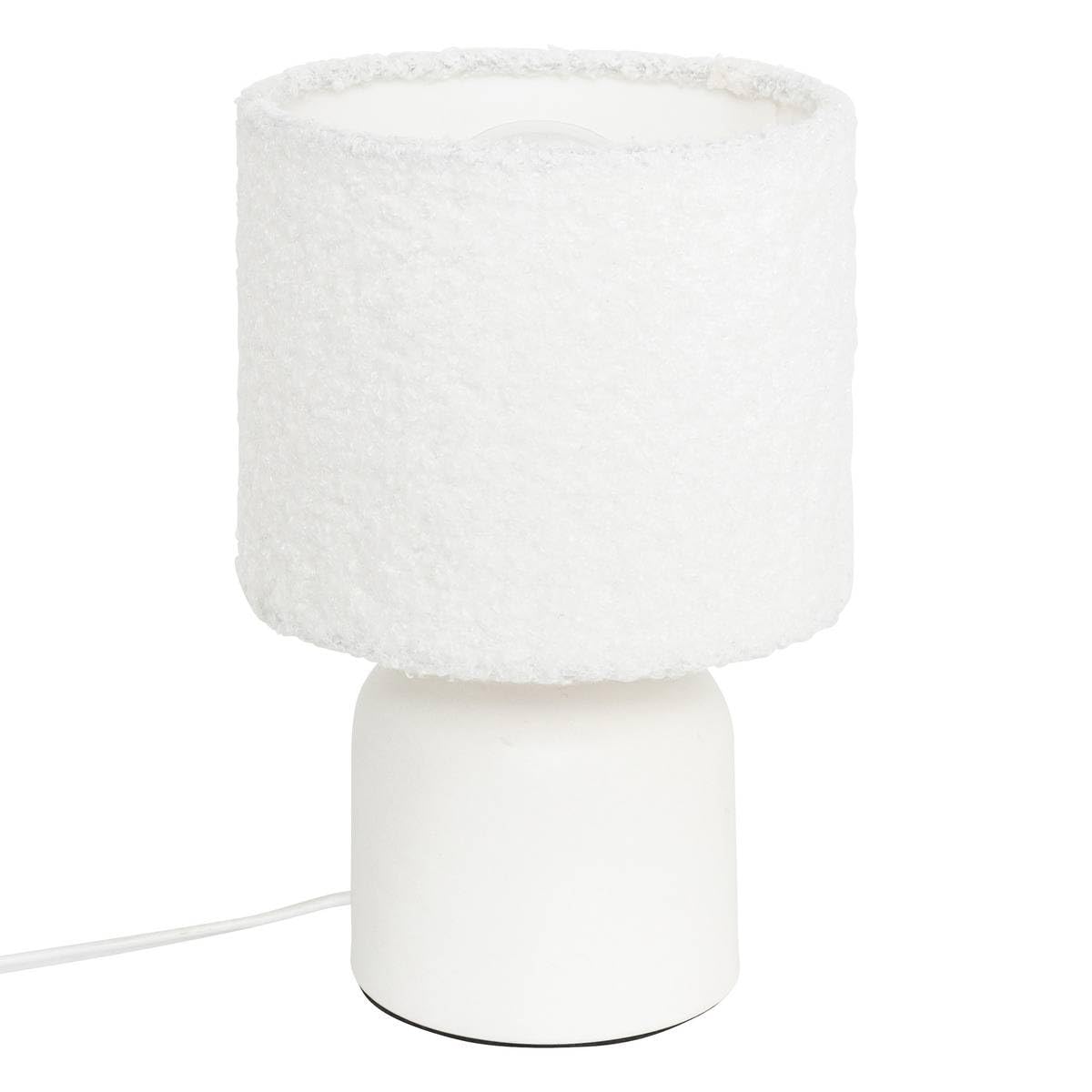 Atmosphera - Lampe à poser bona bouclette blanc h22cm