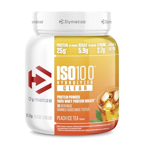 Dymatize ISO 100 Hydrolized Clear Peach Ice Tea 528g Proteine ​​del siero di latte chiare in...