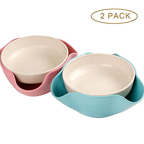 2 Pack Double Dish Pistachio Bowls - Snack Serving Bowls for Peanuts, Edamame