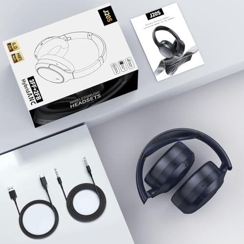 Image of Hybrid ANC Wireless Over-Ear Headphones, 100H Playtime, Hi-Res Audio, Bluetooth 6.0, Multi-Mode Noise Cancellation, Comfort Fit, iOS & Android Compatible, Foldable Design, Travel-Friendly (Blue)