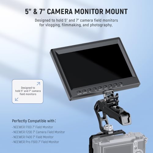 Image of NEEWER Field Monitor Mount Monitor Holder with NATO Clamp, 360 Swivel, 180 Tilt, Anti Twist Screw Compatible with Atomos Ninja 5 inch & 7 inch Camera Monitor Compatible with SmallRig Camera Cage, MA020