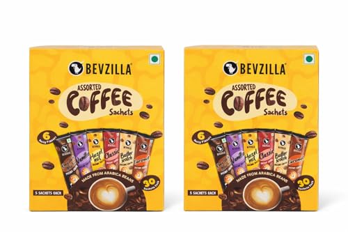 Image of Bevzilla Assorted Coffee 30 Sachets (6 Flavours X 5 Saxhets) | Pack of 2