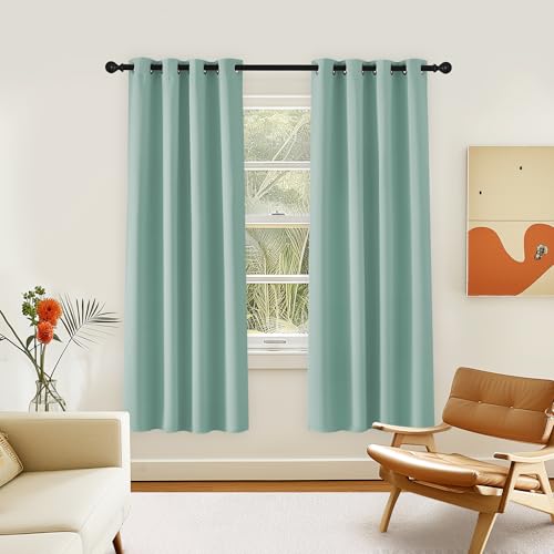 NICETOWN Room Darkening Curtain for Living Room - Energy Saving Thermal Insulated Grommet Room Darkening Curtain/Drape for Bedroom (1 Panel, 46 by 72, Aqua Blue)