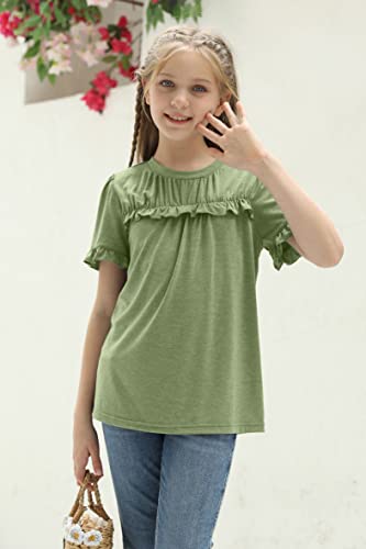 Image of Haloumoning Girls Crew Neck T Shirts Peplum Babydoll Tops Tees 4-15 Years | Girls T-Shirts, Casual Loose Tunic Tops, Cute Ruffle T Shirts, Short Sleeve Shirts, Long Sleeve Blouse
