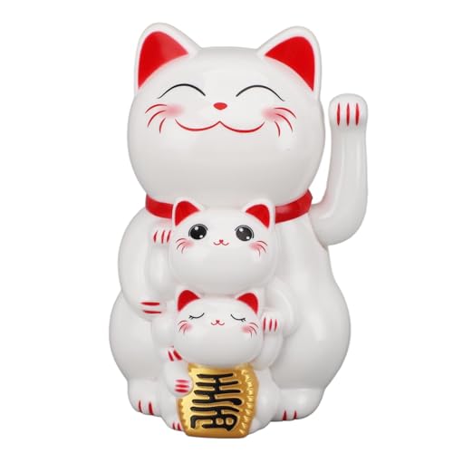 Kukyller Bras agitant de Chat Porte-Bonheur, 4,5 Pouces, Joli Chat Chinois à énergie Solaire, agitant automatiquement la Main, Maneki Neko, Ornement pour...