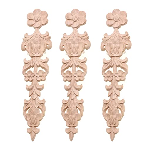 FTYYSWL Europäische Geschnitzte Schnitzerei Holz Applique Lange vertikale Tür Blume Mini Armbrust Ornamente Miniatur Schneekugel aus Holz Cover