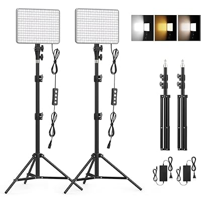 30W Upgraded Photography Lighting Kit, Anautin 2-Pack LED Video Lighting for Video Recording, 3700Lux Studio Lights with Tripod Stand for Photography, Streaming, Gaming, Podcast, Filming, Vlogging