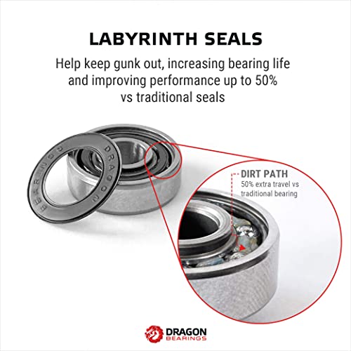 Fireball Dragon Roller Skate Bearings 16 Pack - High Performance Skate Rated Rollerblade Bearings - Dragon Roller Bearing Inline Skate Bearings, Guaranteed For Life (Ceramic Bearings) #TOP4