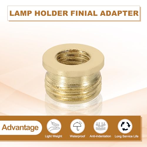 Image of PATIKIL 7mm Lamp Holder Finial Cap Adapters, 6 Pcs Male 1 /8 IP (3 /8 inch) to Female 1 /4-27 Brass Lamp Holder Finial Full Thread Adapter Lamp Finials Connector for Lamps Finials Install